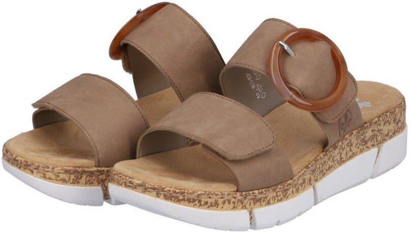 Rieker Slippers sleehak zomerschoen slippers met moderne siergesp