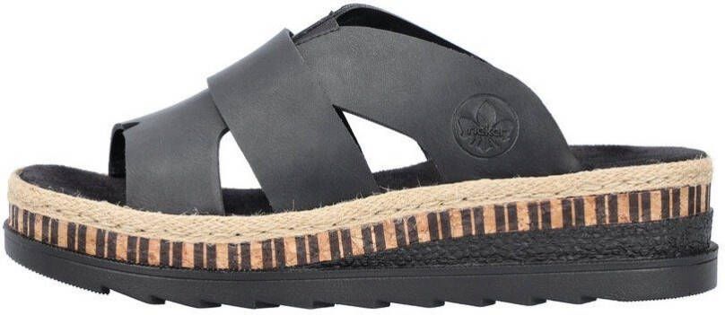 Rieker Slippers sleehak zomerschoen slippers met jute omlijsting