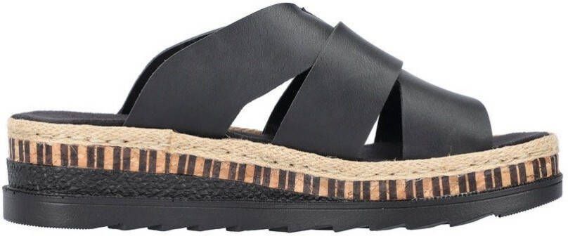 Rieker Slippers sleehak zomerschoen slippers met jute omlijsting