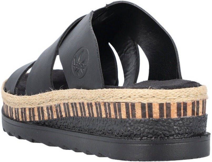 Rieker Slippers sleehak zomerschoen slippers met jute omlijsting