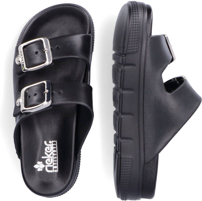 Rieker Slippers plateau zomerschoen slippers in breedte g (=wijd)