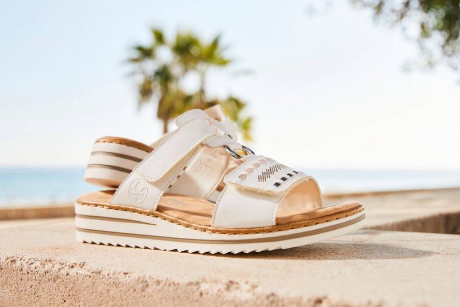 Rieker Slippers sleehak zomerschoen pantoffels met praktisch klittenband