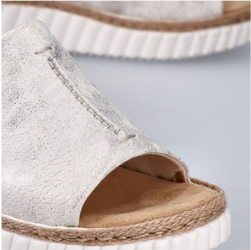 Rieker Slippers sleehak zomerschoen slippers met jute-omranding aan de loopzool