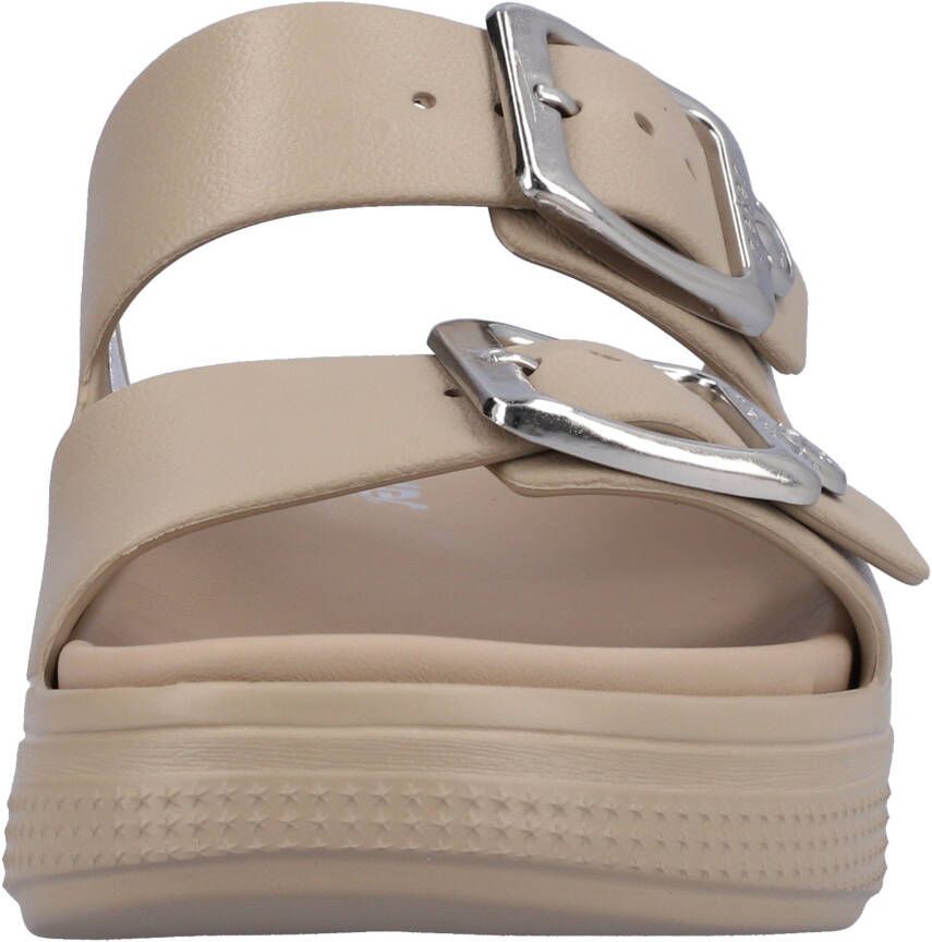 Rieker Slippers plateau zomerschoen slippers in breedte g (=wijd)