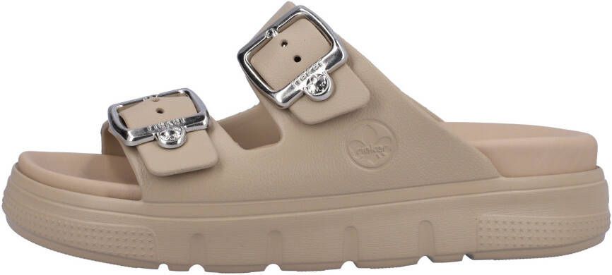 Rieker Slippers plateau zomerschoen slippers in breedte g (=wijd)