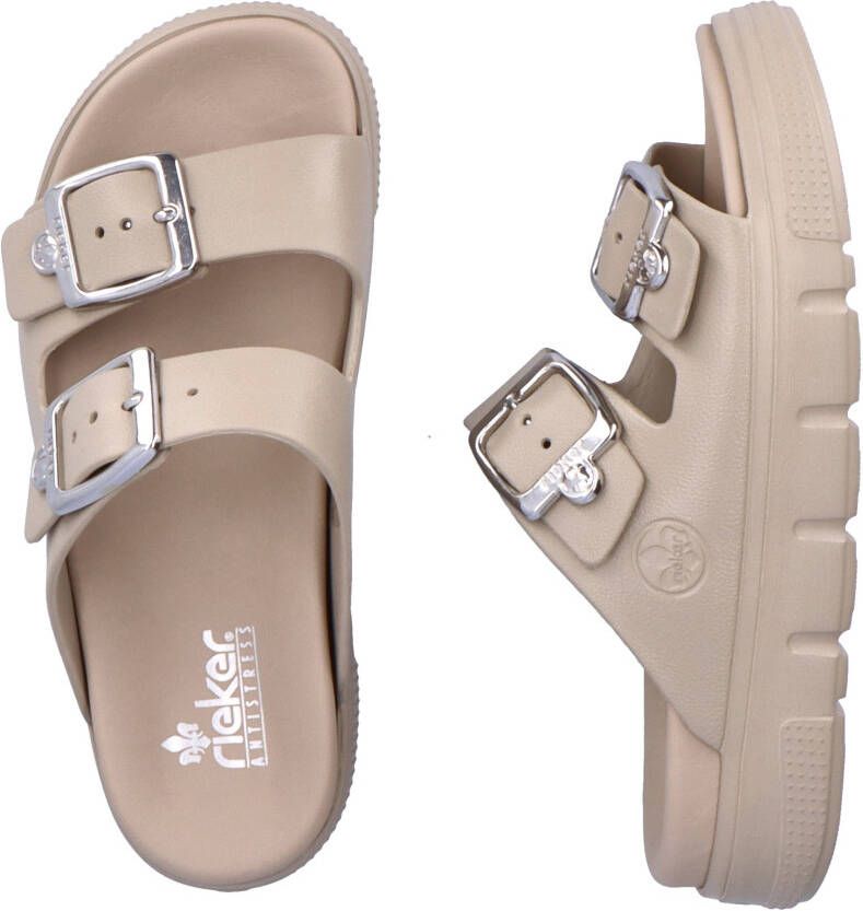 Rieker Slippers plateau zomerschoen slippers in breedte g (=wijd)