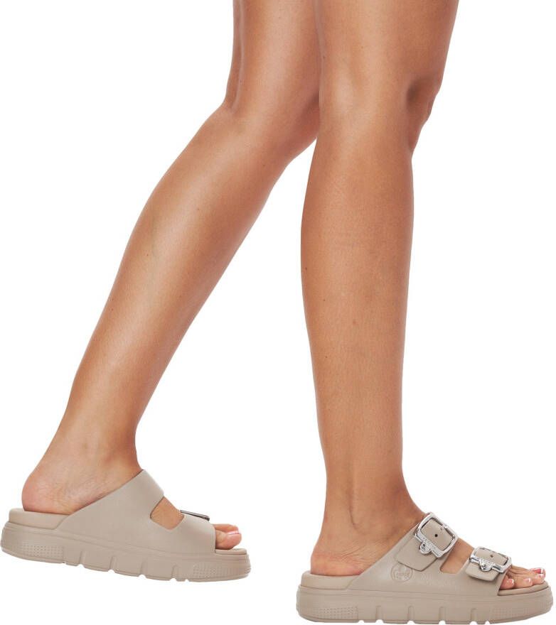 Rieker Slippers plateau zomerschoen slippers in breedte g (=wijd)