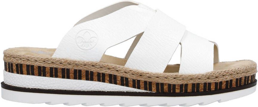 Rieker Slippers sleehak zomerschoen slippers met jute omlijsting