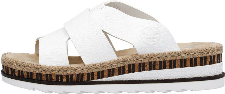 Rieker Slippers sleehak zomerschoen slippers met jute omlijsting