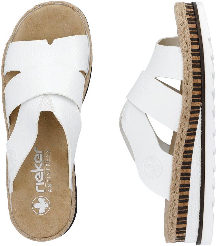 Rieker Slippers sleehak zomerschoen slippers met jute omlijsting