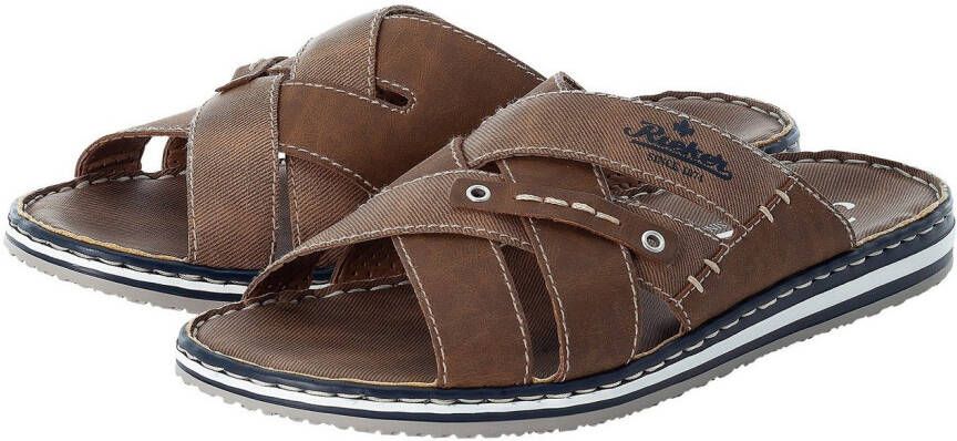 Rieker Slippers met modieuze logo-applicaties