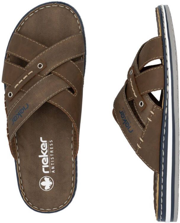 Rieker Slippers met modieuze logo-applicaties
