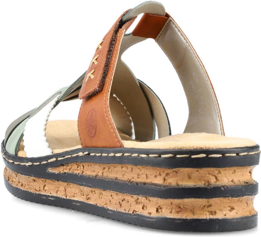 Rieker Slippers sleehak zomerschoen pantoffels met praktisch klittenband