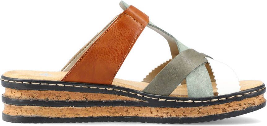 Rieker Slippers sleehak zomerschoen pantoffels met praktisch klittenband