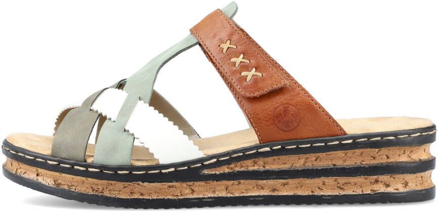 Rieker Slippers sleehak zomerschoen pantoffels met praktisch klittenband