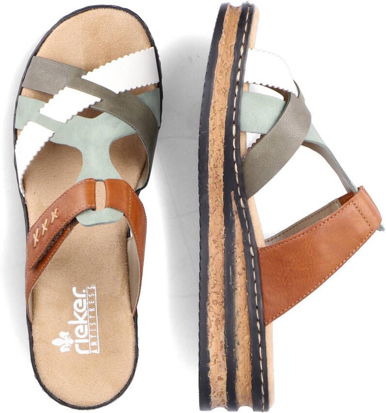 Rieker Slippers sleehak zomerschoen pantoffels met praktisch klittenband