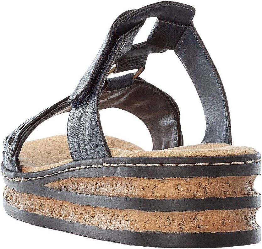Rieker Slippers sleehak zomerschoen pantoffels met bandjes in gevlochten look