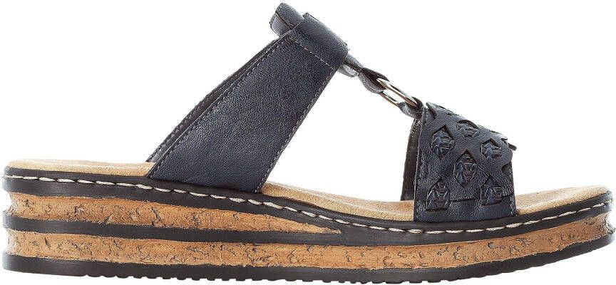 Rieker Slippers sleehak zomerschoen pantoffels met bandjes in gevlochten look