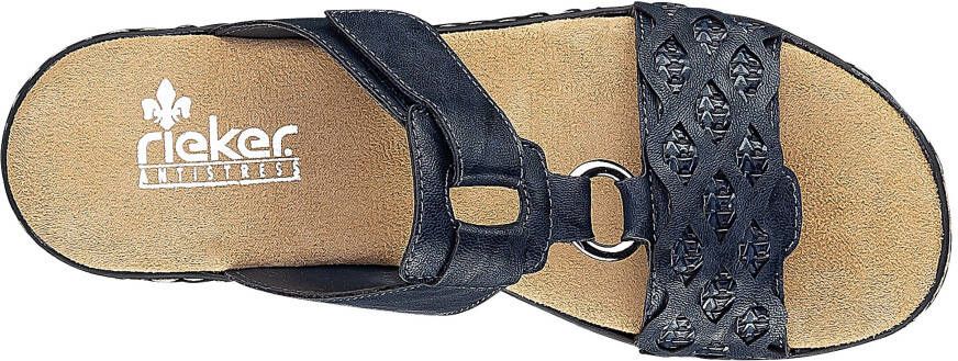 Rieker Slippers sleehak zomerschoen pantoffels met bandjes in gevlochten look