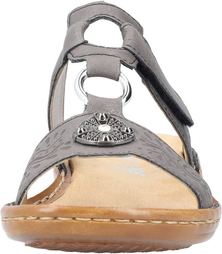 Rieker Slippers sleehak zomerschoen pantoffels met juwelenapplicatie