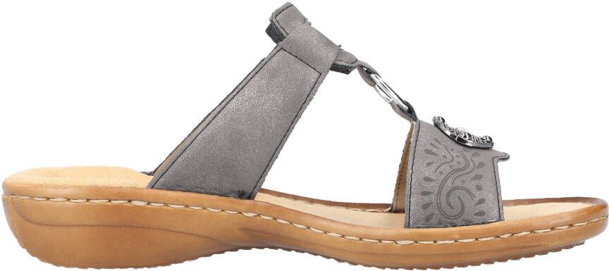 Rieker Slippers sleehak zomerschoen pantoffels met juwelenapplicatie