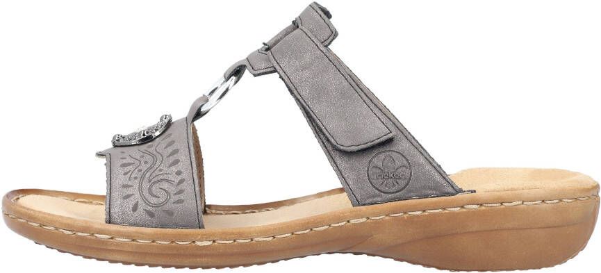 Rieker Slippers sleehak zomerschoen pantoffels met juwelenapplicatie