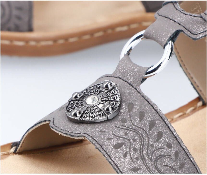 Rieker Slippers sleehak zomerschoen pantoffels met juwelenapplicatie