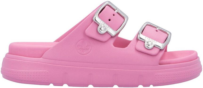 Rieker Slippers plateau zomerschoen slippers in breedte g (=wijd)