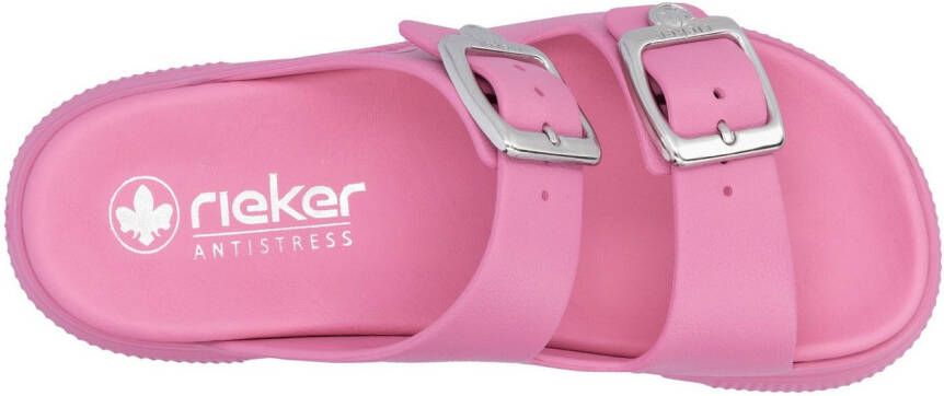 Rieker Slippers plateau zomerschoen slippers in breedte g (=wijd)