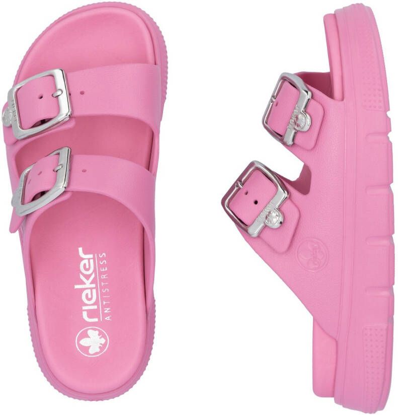 Rieker Slippers plateau zomerschoen slippers in breedte g (=wijd)
