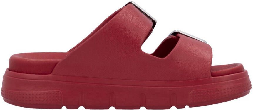 Rieker Slippers plateau zomerschoen slippers in breedte g (=wijd)