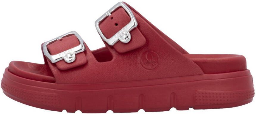 Rieker Slippers plateau zomerschoen slippers in breedte g (=wijd)