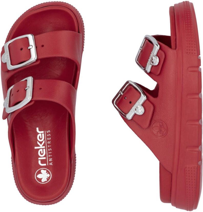 Rieker Slippers plateau zomerschoen slippers in breedte g (=wijd)