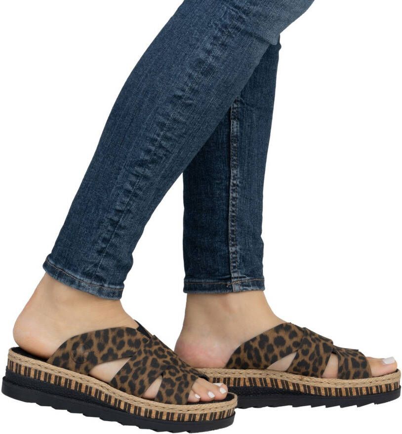 Rieker Slippers sleehak zomerschoen slippers met jute omlijsting