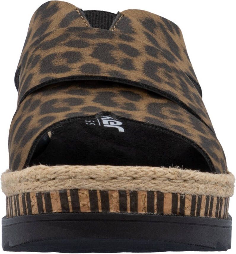 Rieker Slippers sleehak zomerschoen slippers met jute omlijsting