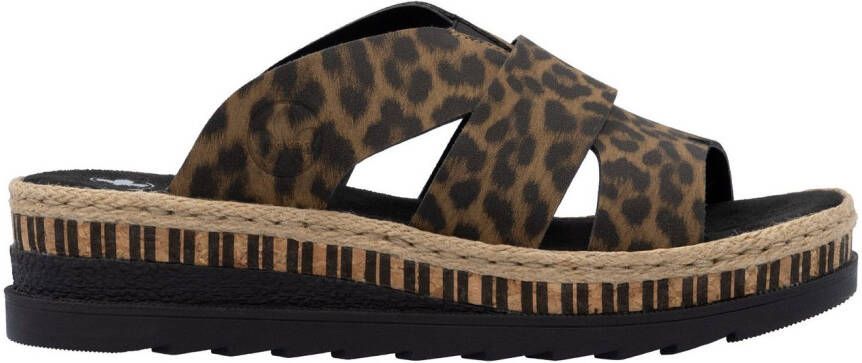 Rieker Slippers sleehak zomerschoen slippers met jute omlijsting