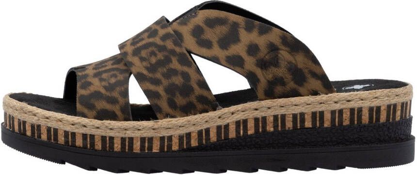Rieker Slippers sleehak zomerschoen slippers met jute omlijsting