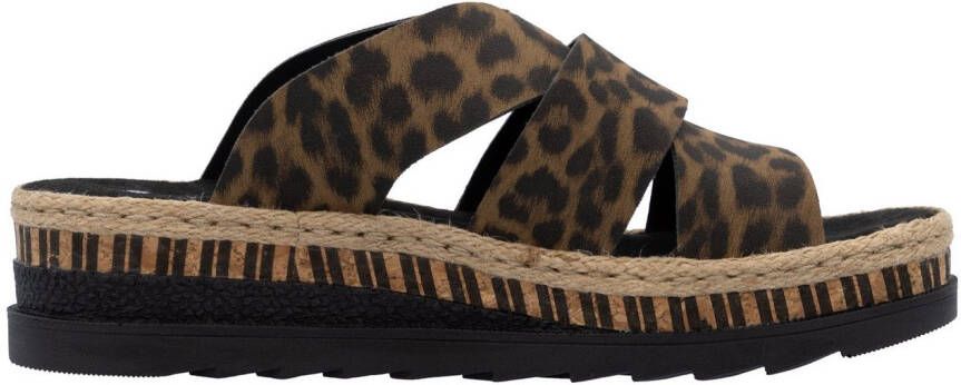 Rieker Slippers sleehak zomerschoen slippers met jute omlijsting
