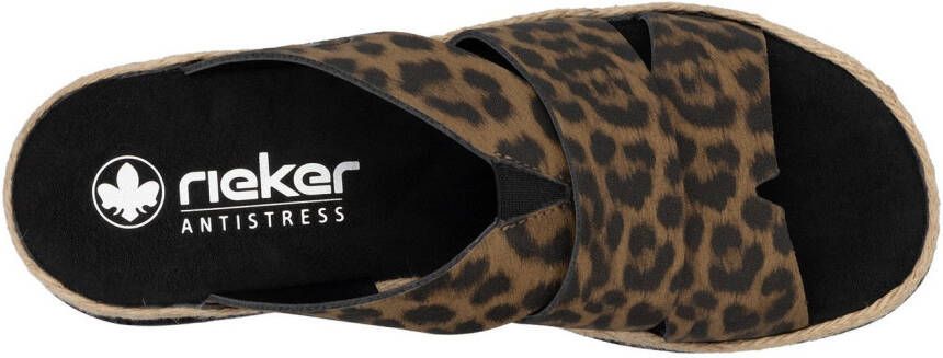 Rieker Slippers sleehak zomerschoen slippers met jute omlijsting