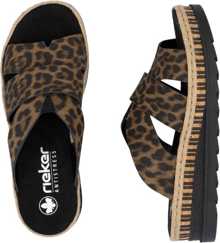 Rieker Slippers sleehak zomerschoen slippers met jute omlijsting