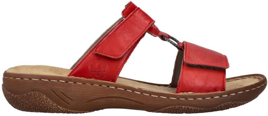 Rieker Slippers Zomerschoen slippers vakantieschoen klittenbandschoen met perforatie