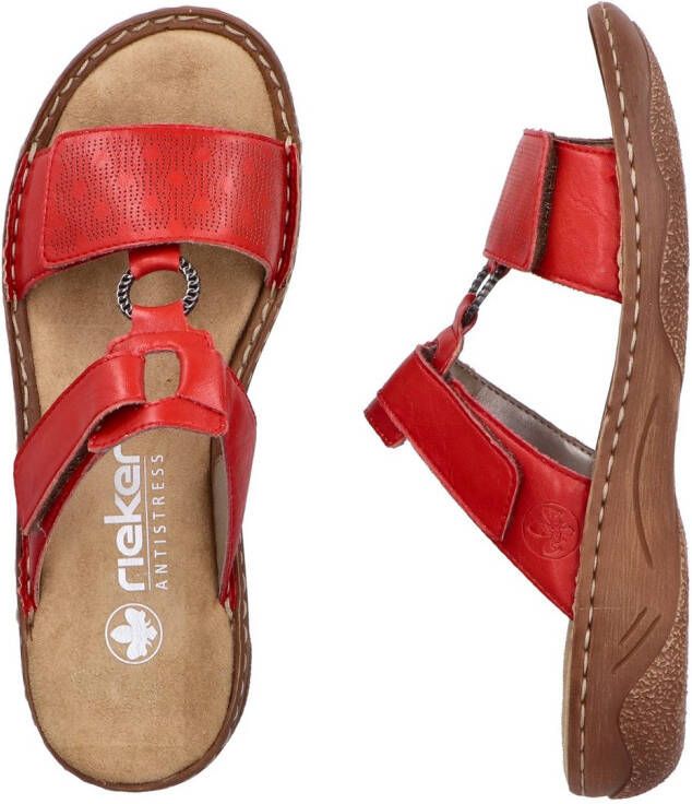 Rieker Slippers Zomerschoen slippers vakantieschoen klittenbandschoen met perforatie