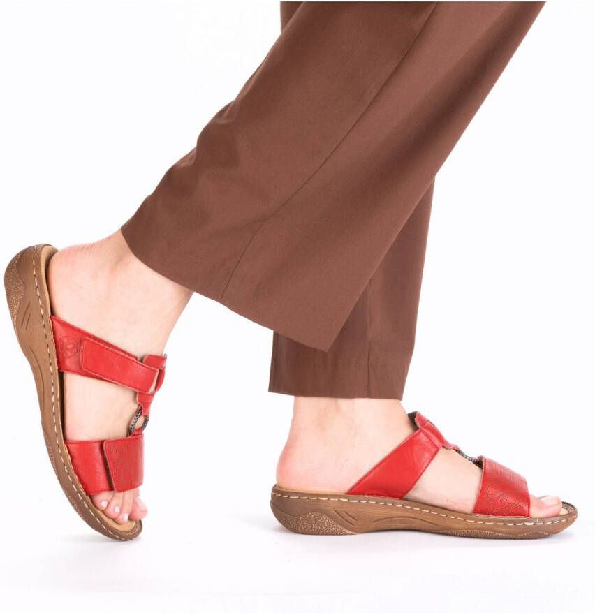 Rieker Slippers Zomerschoen slippers vakantieschoen klittenbandschoen met perforatie