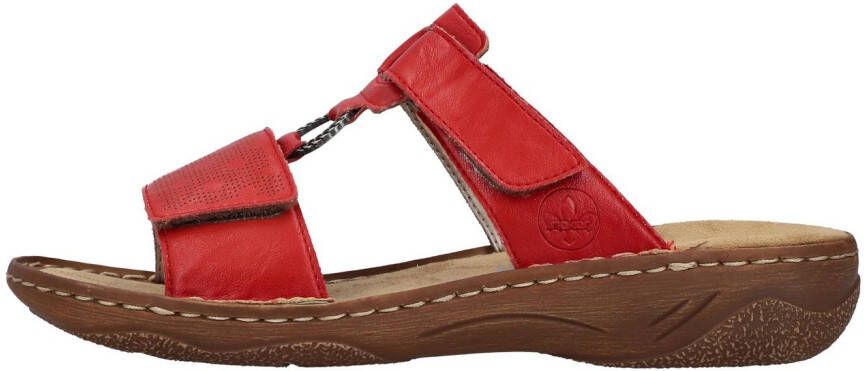 Rieker Slippers Zomerschoen slippers vakantieschoen klittenbandschoen met perforatie