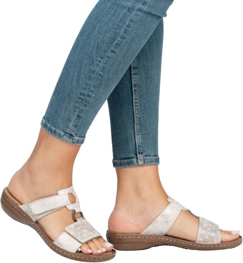 Rieker Slippers zomerschoen strand-schoen klittenbandschoen met perforatie