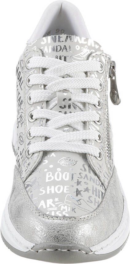 Rieker Sneakers bedrukt met letters vrijetijdsschoen lage schoen veterschoen - Foto 5