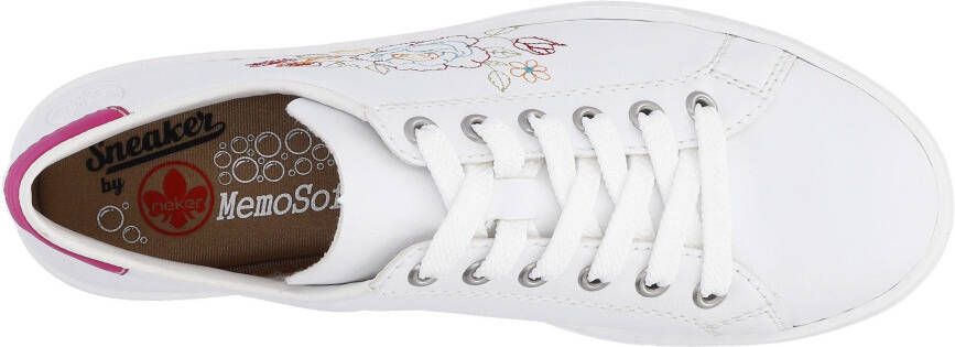 Rieker Sneakers met zijbloemborduurwerk vrijetijdsschoen lage schoen veterschoen
