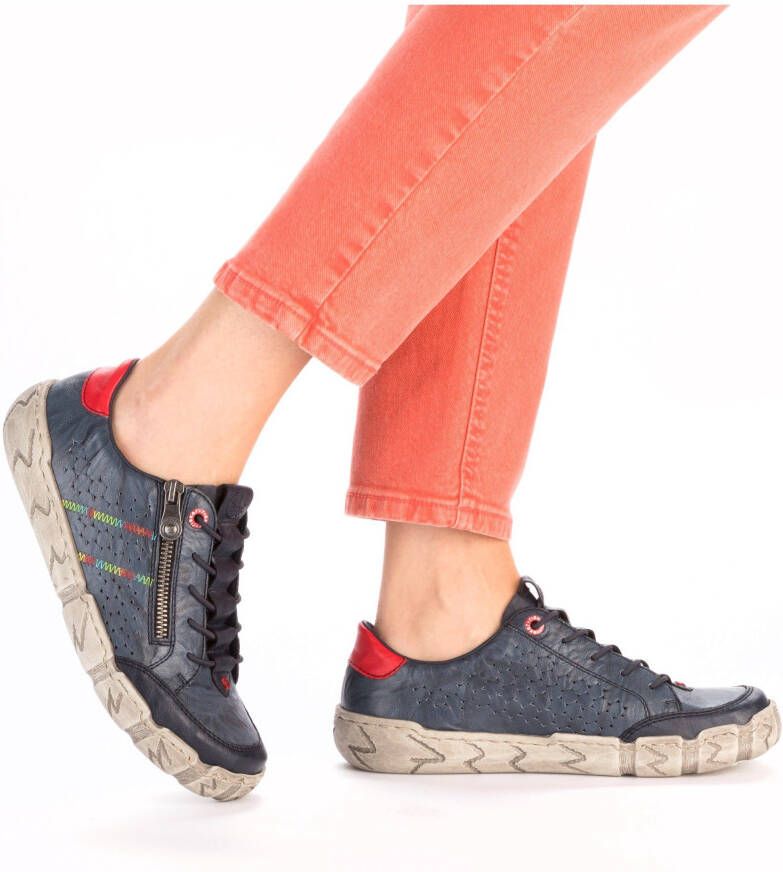 Rieker Sneakers Vrijetijdsschoen lage schoen instapschoen met kleurrijke siersteek