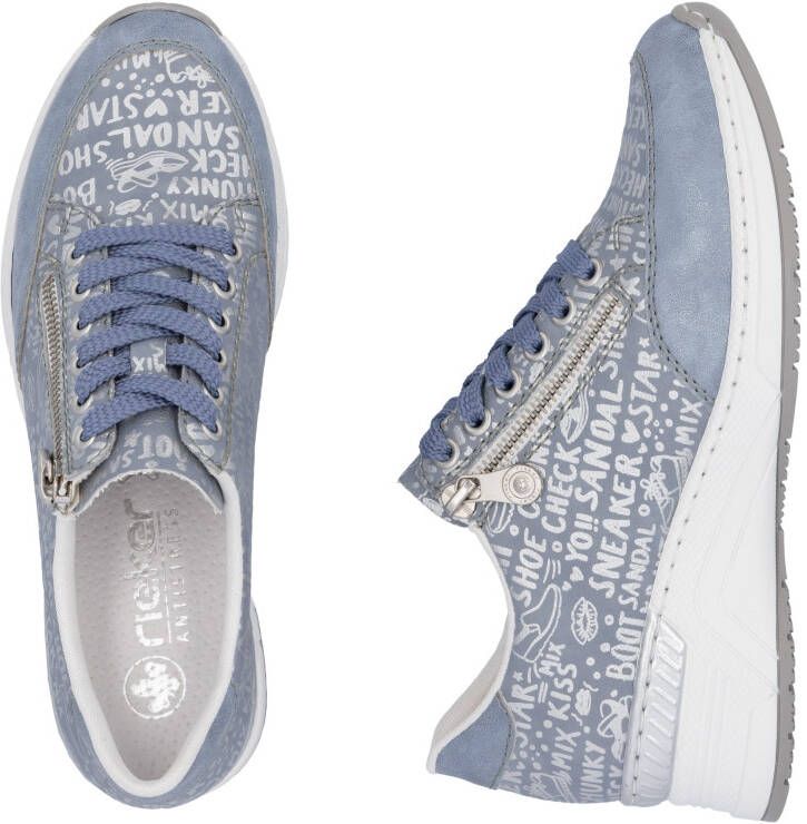 Rieker Sneakers bedrukt met letters vrijetijdsschoen lage schoen veterschoen