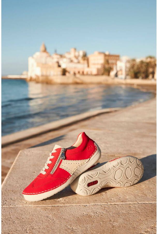 Rieker Sneakers lage schoen vrijetijdsschoen veterschoen met ritssluiting